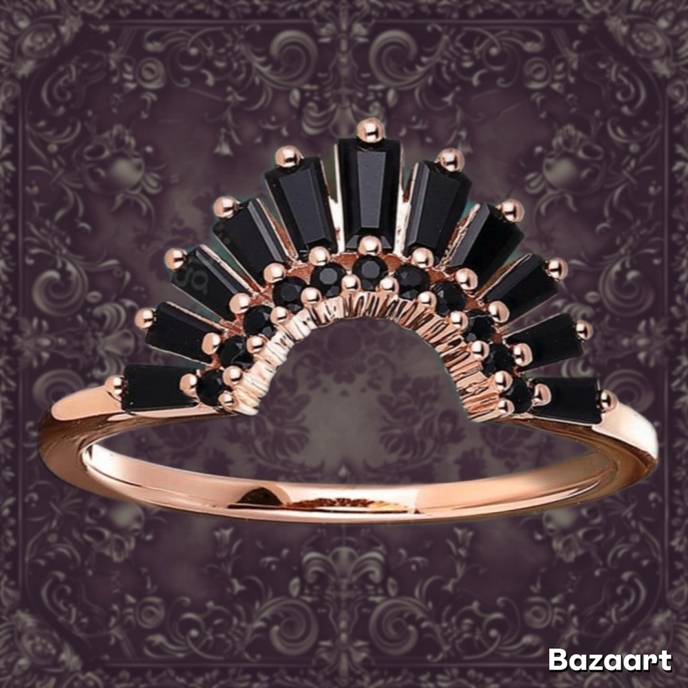 18k Rose Gold Art Deco Half Moon Band